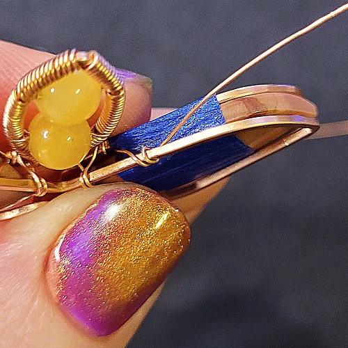 Jennifer Brooks's Rosy Maple Moth Pendant - , Contemporary Wire Jewelry, Lashing, Wire Lashing, Wire Wrapping, Wrapping, Wire Wrapping Jewelry, rosy maple moth pendant